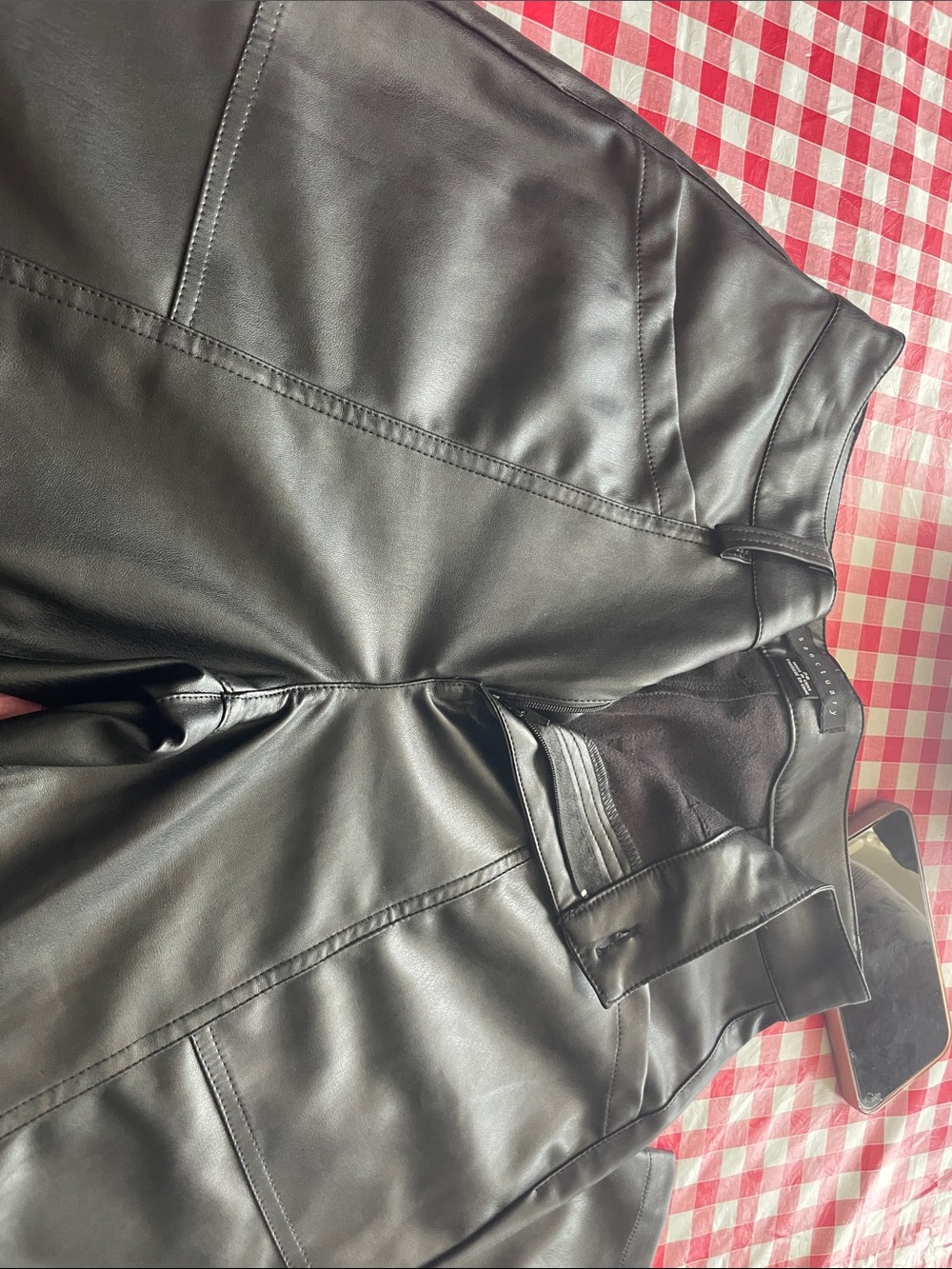 Sanctuary Black Faux Leather Pants with Panel Stitching